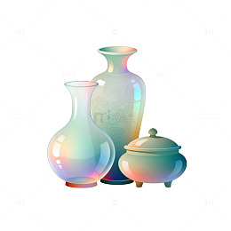 梦幻风彩绘花瓶摆件插画素材