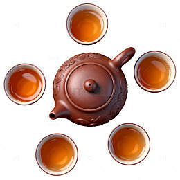 国风茶道紫砂壶茶杯插画设计素材
