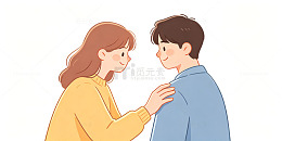 插画风情侣互动温馨手绘人物素材
