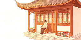 国风插画古代庭院人物设计素材