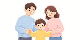 卡通风幸福家庭手绘亲子插画素材