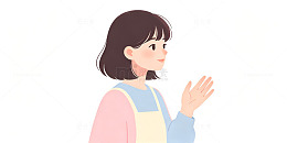 扁平风女性挥手插画设计素材