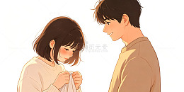 日系风情侣互动插画设计素材