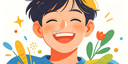 卡通风快乐男孩插画设计素材