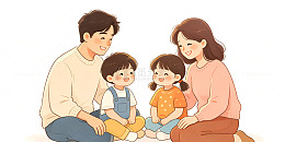 卡通风家庭温馨亲子插画设计素材