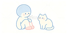 简约风卡通人物与猫咪插画设计素材