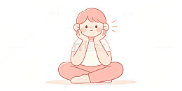 简约风冥想女孩卡通插画设计素材