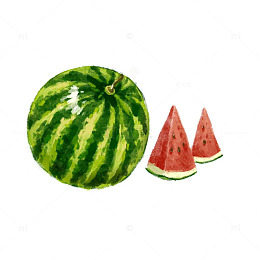 手绘水彩西瓜插画 西瓜清新治愈夏日水果