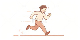 扁平风奔跑人物卡通插画设计素材