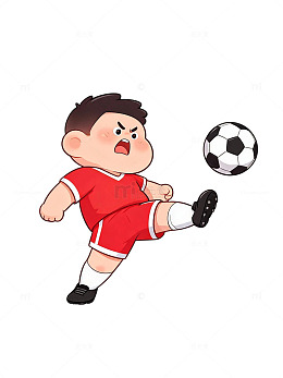 卡通风踢足球男孩插画设计