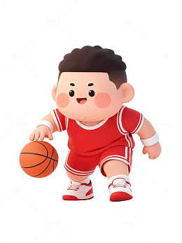 卡通风篮球男孩运动插画设计素材