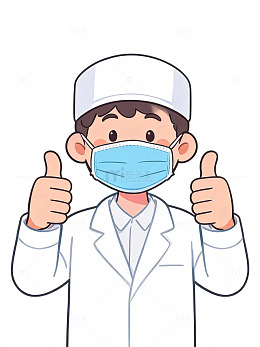 卡通风医生戴口罩竖大拇指素材