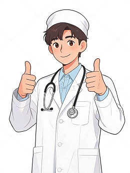 卡通风格医生竖起大拇指插画素材
