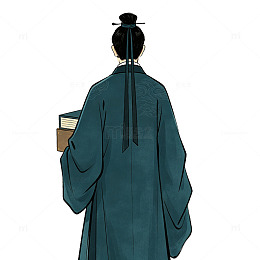 国风古风书生背影插画设计素材