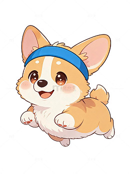 卡通风柯基犬可爱奔跑插画设计素材