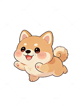 卡通风柴犬萌宠插画设计素材