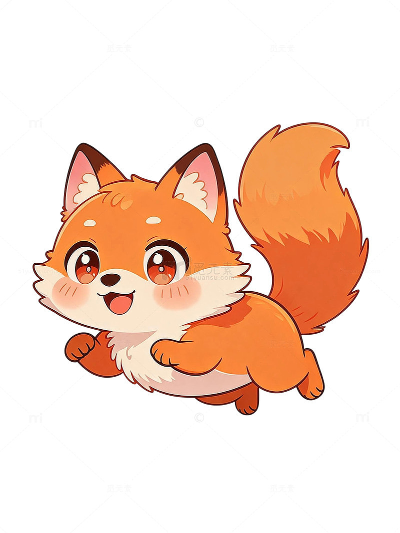 卡通风格可爱小狐狸插画设计素材