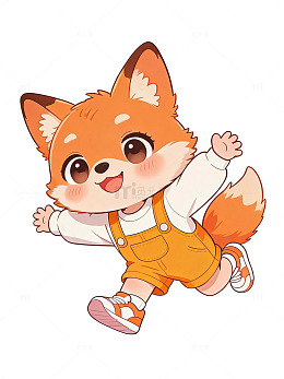 卡通风可爱小狐狸奔跑插画设计素材