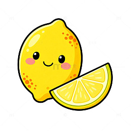 卡通风可爱柠檬水果插画设计素材