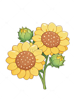 卡通风格向日葵花朵插画设计素材