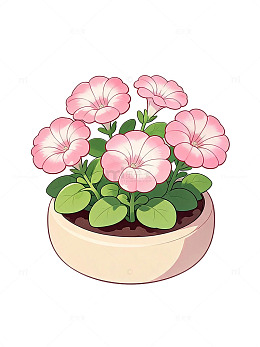 卡通风格盆栽花卉插画设计素材