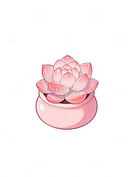 卡通风多肉植物盆栽插画设计素材