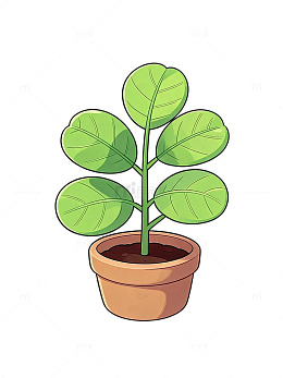 卡通风格盆栽绿植插画素材设计