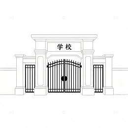 线描风学校大门建筑矢量素材