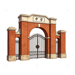 3D风格中学校门建筑模型素材