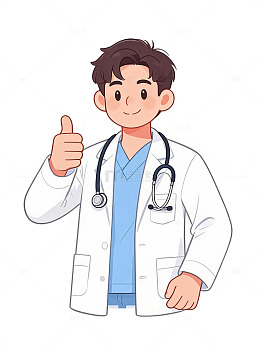 卡通医生竖大拇指插画素材