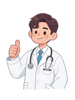 卡通医生竖起大拇指素材