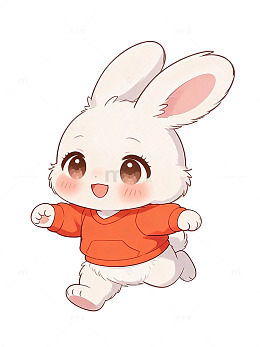 卡通风可爱小兔奔跑插画设计