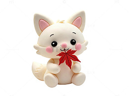 卡通风可爱猫咪枫叶摆件设计素材