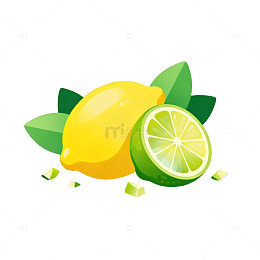 扁平风柠檬青柠水果插画设计素材