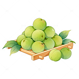 手绘风青梅果实插画设计素材