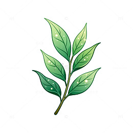手绘风绿叶植物插画设计素材