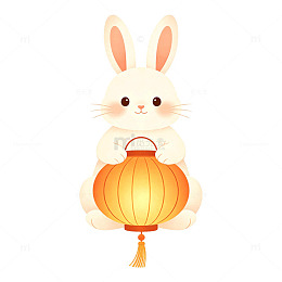 卡通风春节兔子灯笼设计素材