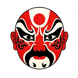 国风京剧脸谱红白黑设计素材