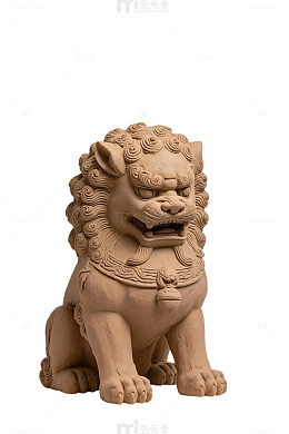 陶艺风格石狮子雕塑设计素材
