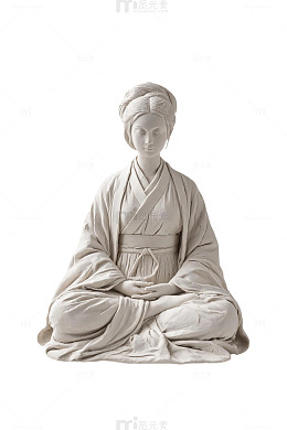 素雅风古代女子坐姿雕塑设计素材