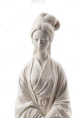 白瓷风古典仕女雕塑设计素材