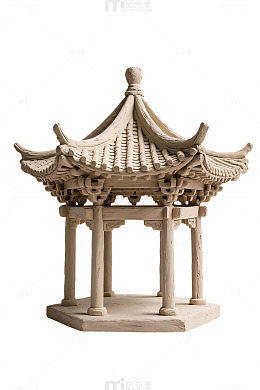 素雅风中式亭子建筑模型素材