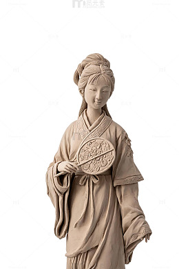 陶艺风古代仕女持扇雕塑设计素材