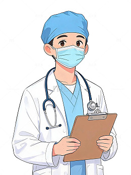 卡通风医生手持病历板插画素材