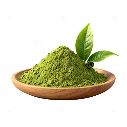 清新风抹茶粉绿叶木盘设计素材