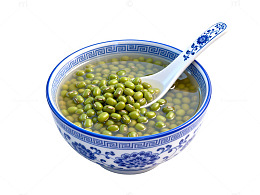 青花瓷风绿豆汤美食素材