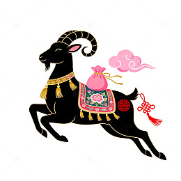 剪纸风生肖羊吉祥图案设计素材