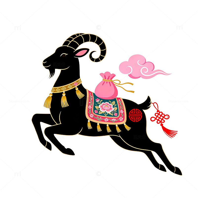 剪纸风生肖羊吉祥图案设计素材