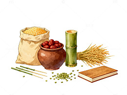水彩风丰收食材手绘设计素材