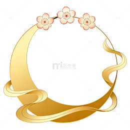 金色风樱花花环装饰矢量素材